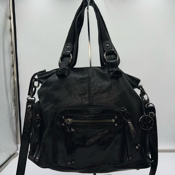 The Sak Black Leather and Silver Hardware Convertible Crossbody - Picture 1 of 12